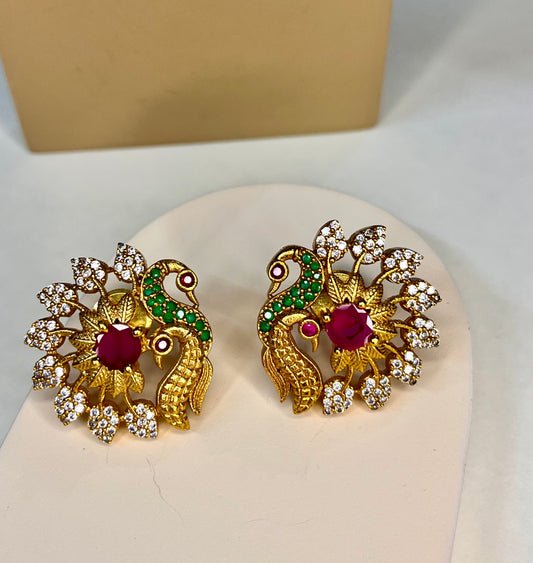 Kemp Designer Earrings With High Matte Gold Polish ER-13391-69