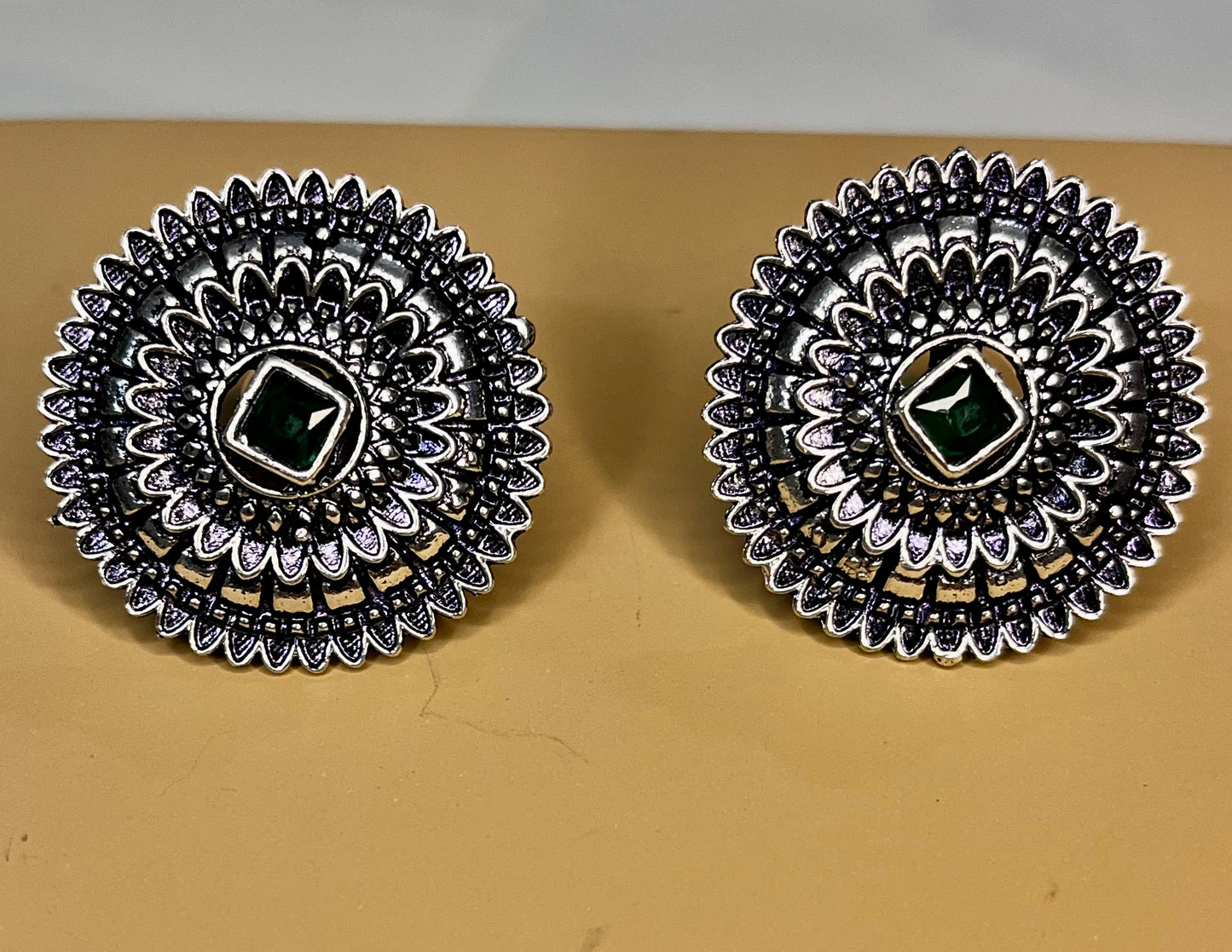 Oxidized Silver Polish Earring Tops Studs-ER-9073-22